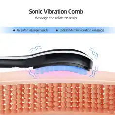 High-frequency massage scalp comb with 46 soft massage heads and 6500 RPM vibration for hair relaxation.