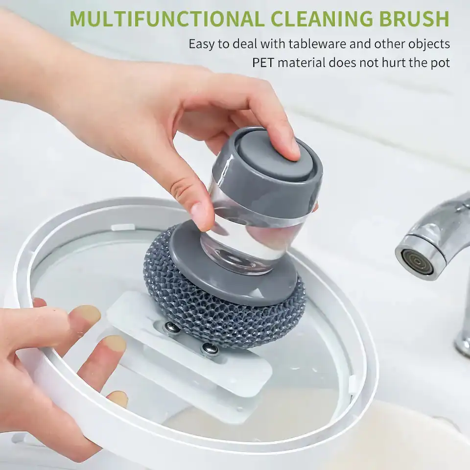 Multifunctional cleaning brush for kitchen and household use, suitable for cookware, PET materials, and surfaces. Gentle yet effective cleaning tool from Monalisa Store.