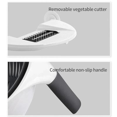 Removable vegetable cutter with safety and portability features for kitchen convenience.