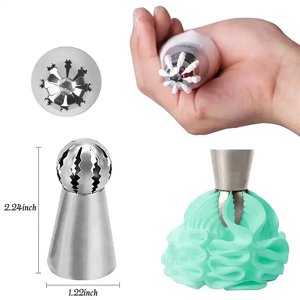 High-quality stainless steel cookie stamp and decorating nozzle for professional baking and pastry designs. Perfect for creating intricate patterns on cookies, fondant, or dough in the bakery or home kitchen.