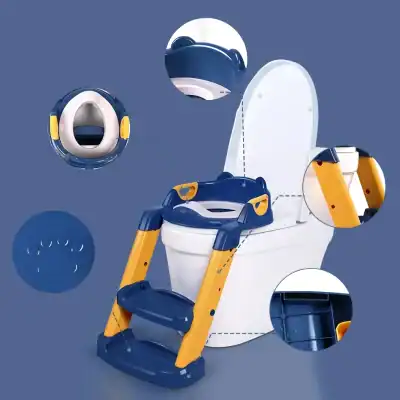 Durable potty training chair with step stool, soft-close lid, and non-slip base for safe potty use.