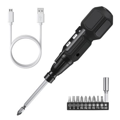 A versatile precision screwdriver set with interchangeable bits designed for small electronics and eyewear repairs, featuring a black ergonomic handle and magnetic bits for easy use.