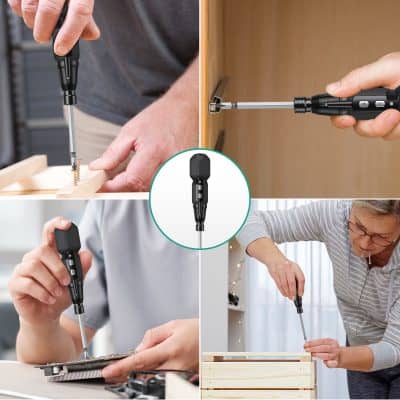 Precision electric screwdriver for glasses repair and electronics.