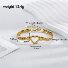 Dainty gold bracelet featuring a heart-shaped centerpiece, adjustable chain, and durable lobster clasp. Perfect jewelry accessory for women seeking stylish and romantic gift options.