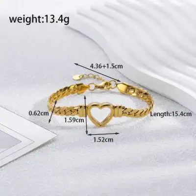 Dainty gold bracelet featuring a heart-shaped centerpiece, adjustable chain, and durable lobster clasp. Perfect jewelry accessory for women seeking stylish and romantic gift options.