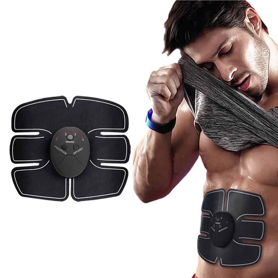 Wireless muscle stimulator for muscle toning, pain relief, and workout enhancement. Easy-to-use device with adjustable settings, suitable for abdominal, arm, and leg muscle stimulation.