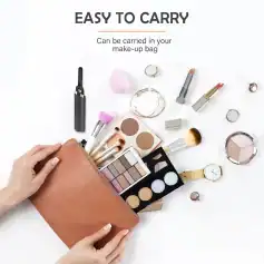 OPTIMIZED ALT TEXT: Portable makeup bag showing compact makeup products, brushes, and accessories, perfect for organizing beauty essentials on the go, from Monalisa Medical.