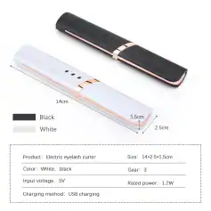 Stylish black and white eyelash curlers with USB charging, designed for easy use and long-lasting curls, perfect for beauty salons and personal grooming.