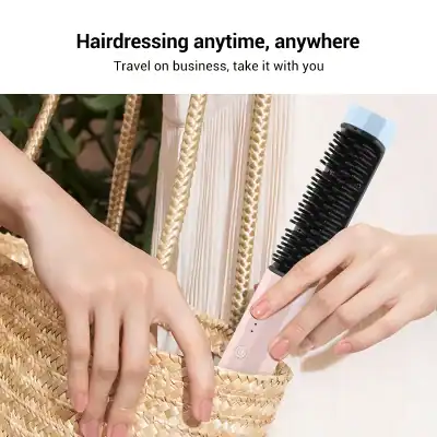 Portable hairbrush and styling tool for convenient on-the-go hairdressings. Perfect for travel or quick touch-ups anywhere at any time.