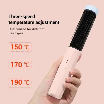 Adjustable hair straightener with three-speed temperature control for customized styling. Suitable for all hair types, with a maximum temperature of 190°C.