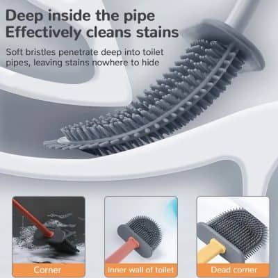 Efficient toilet pipe brush with soft bristles for deep stain removal inside toilet pipes, ensuring hygiene and cleanliness.