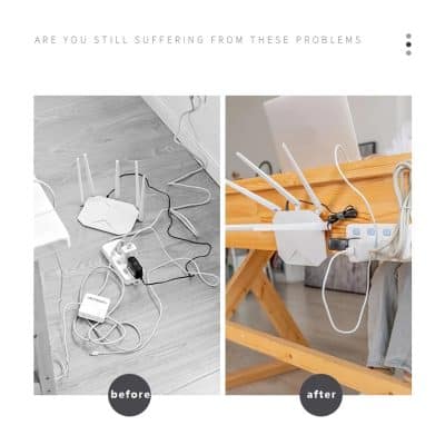 Reliable wireless router for improved internet connection and minimal mess. Enhance your home or office network with organized tech equipment.