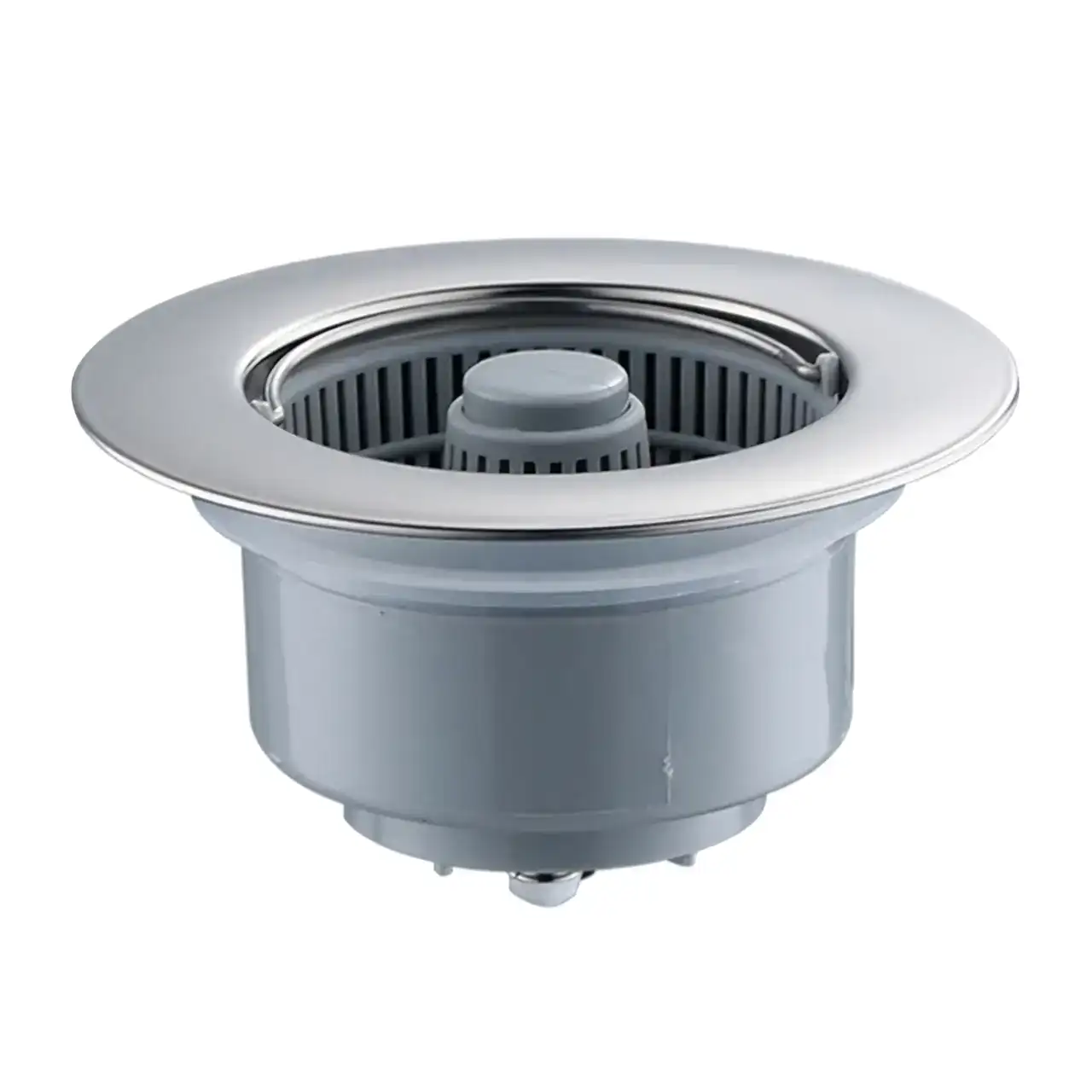 Stainless steel drain cover with a sleek design, suitable for bathroom and kitchen sinks, preventing debris from clogging drains and ensuring smooth water flow.