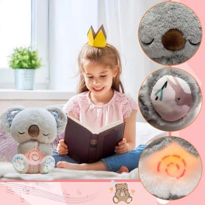 Soft plush teddy bear with musical LED lights, ideal for children's sensory development, bedtime comfort, and nursery decoration.
