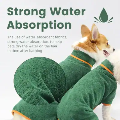 High-quality water-absorbent pet clothing for quick moisture drying after baths, keeping pets dry and comfortable. Perfect for pet grooming and care.