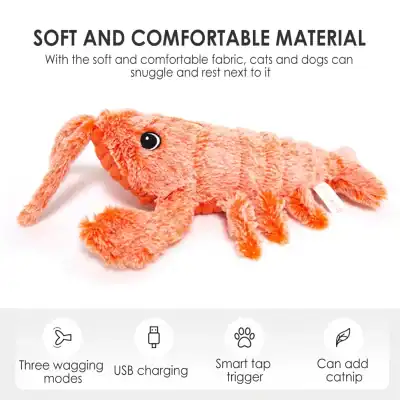Soft plush animal toy for cats and dogs, perfect for snuggling and play. Features USB charging, smart tap trigger, and the option to add catnip for extra entertainment. Ideal pet comfort accessory.