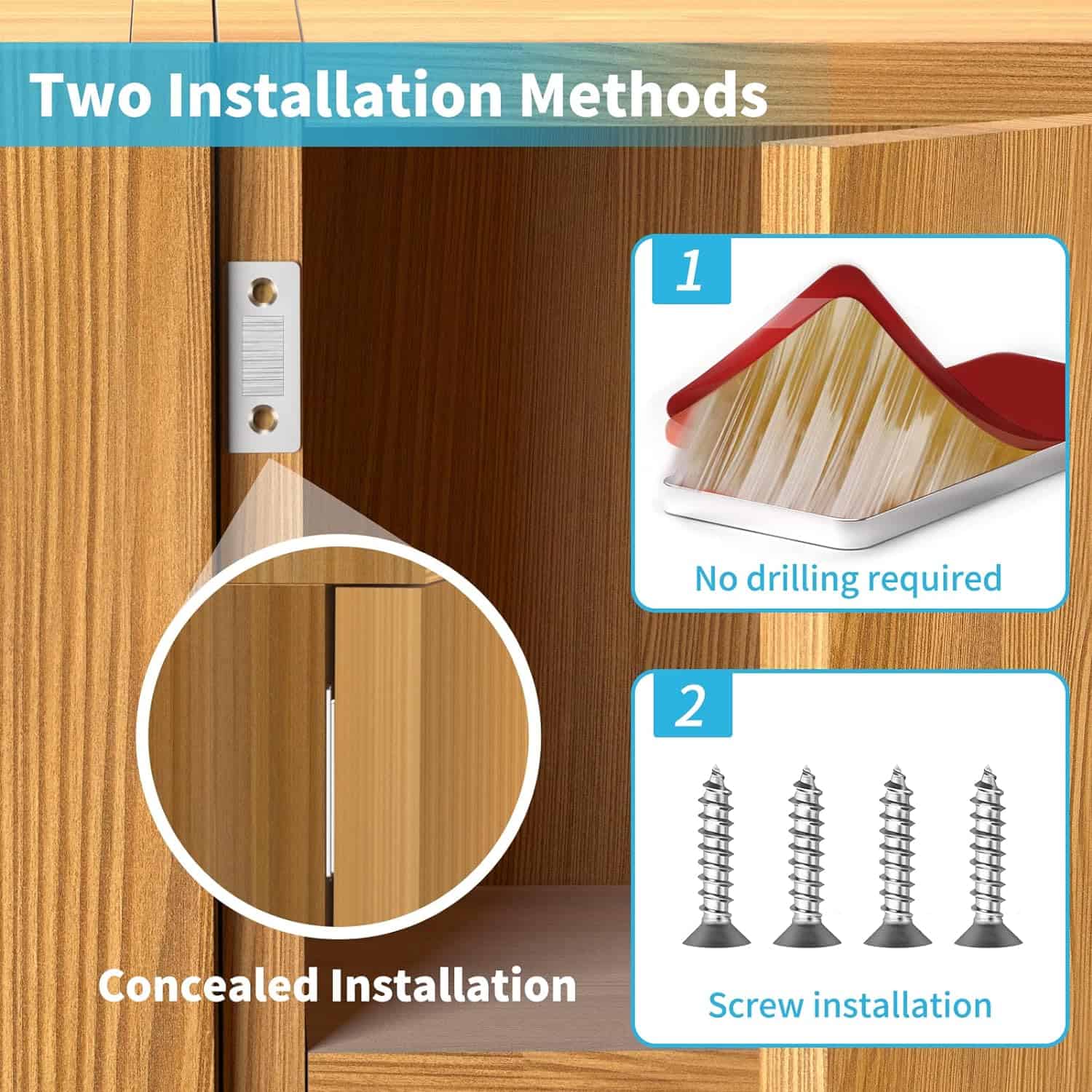 Hides screws or hardware with concealed installation techniques.