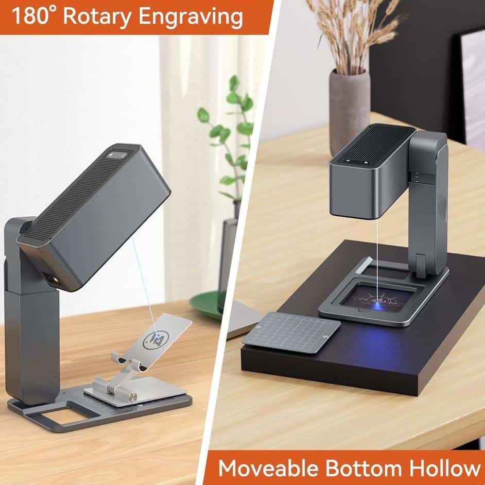 Advanced 180° rotary engraving for precise customization and marking. Suitable for jewelry, gifts, and promotional products. Features a moveable bottom hollow design for versatile applications.