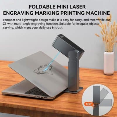 Compact mini laser engraving printing machine suitable for custom designs and irregular objects, ideal for personalized accessories and promotional items.