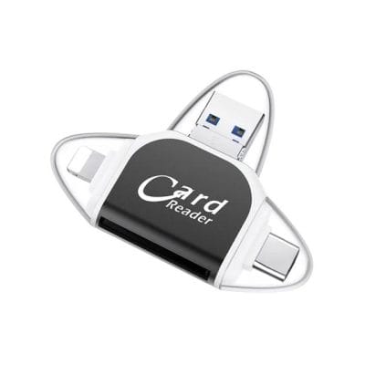 Image of a compact credit card reader device used for quick and secure payment processing, compatible with Monalisa Store's medical and beauty service transactions.