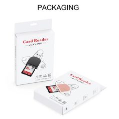 Compact SD and TF card reader for data transfer.