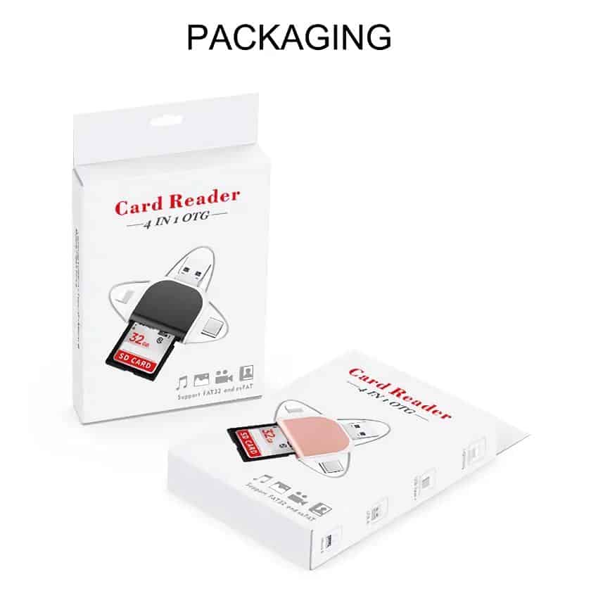 Compact SD and TF card reader for data transfer.