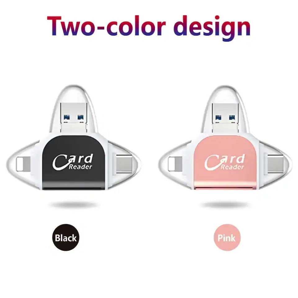 Optical card reader with black and pink design, compatible with smart cards and RFID technology, ideal for secure access control and identification.