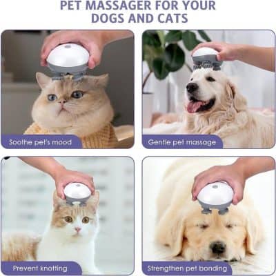 Pet massage tool for calming cats and dogs, promotes relaxation and bonding.