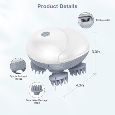 Wireless facial massager with detachable massage head, anti-skid thread, and compact design.