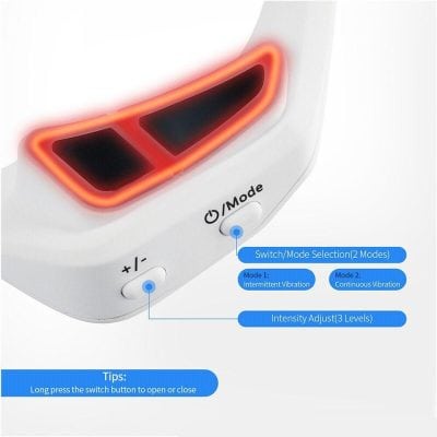 Eye pain relief device with vibration and heat therapy, featuring adjustable modes and intensity levels for optimal comfort and relaxation. Ideal for eye strain, tiredness, and discomfort.
