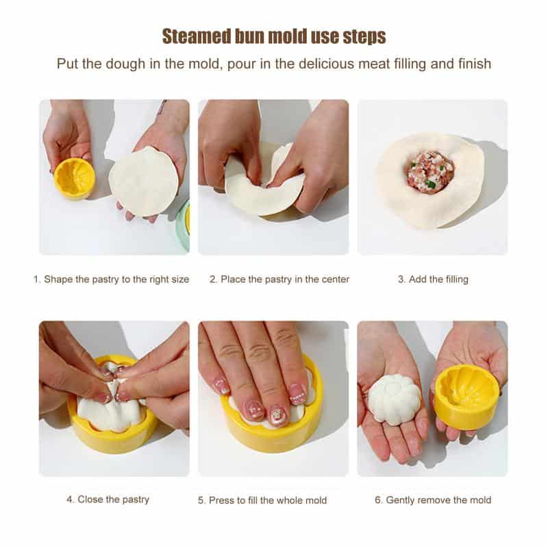 Detailed step-by-step guide for making steamed buns at home. Learn how to shape, fill, and mold perfect steamed buns with easy instructions for delicious results.