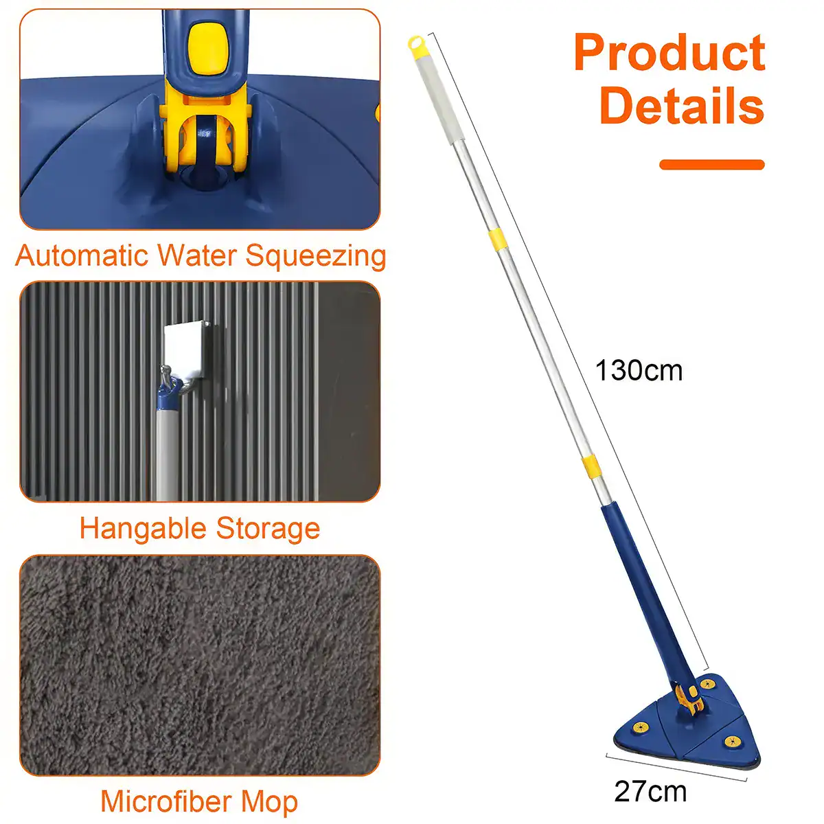 Efficient automatic water squeezing device with adjustable rod length for cleaning and sanitizing surfaces. Ideal for healthcare and cleaning professionals.