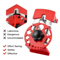 Versatile red safety glasses clamp for secure fit, ideal for industrial and medical use with effort-saving, safety, and efficiency benefits.