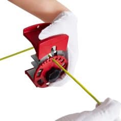 A close-up of an optical fiber splicing machine used for repairing and connecting fiber optic cables with high precision, essential for telecommunications and data transmission.