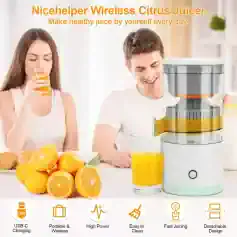 Portable wireless juicer with high power and USB-C charging. Easy to clean, fast juicing, and detachable design. Ideal for making fresh orange juice at home or on the go.