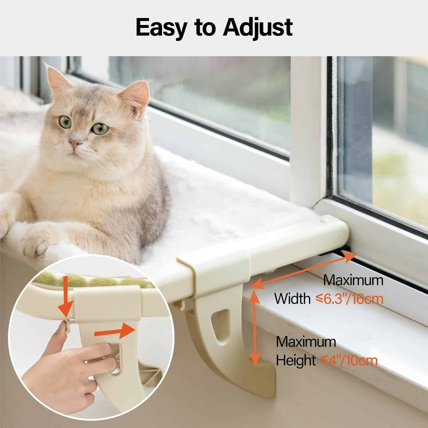 Versatile and easy to install cat window perch with adjustable width and height, perfect for letting your feline friend enjoy outdoor views safely and comfortably at home.