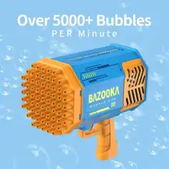 Colorful bubble gun toy with over 5000 bubbles per minute, perfect for kids' outdoor and indoor activities, parties, and entertainment. Easy to use, rechargeable bubble machine, ideal for children's play and party supplies.