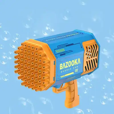 Colorful bubble gun designed for children, ideal for water fights and outdoor summer fun, featuring a burst of bubbles that enhance backyard, pool, or beach play sessions.