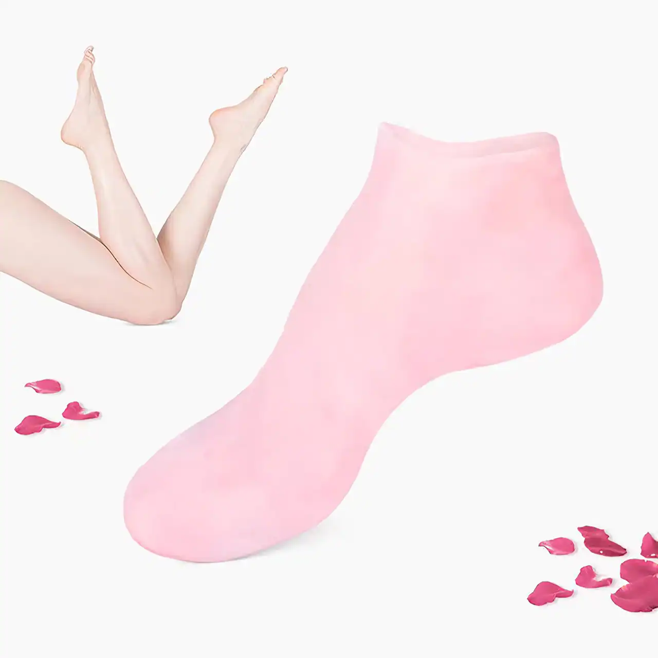 Soft pink silicone foot and hand insoles designed for comfort, knee and foot support, and enhanced foot health - available at Monalisa Store Sweden.