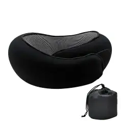 Black eye massager with ergonomic design, breathable mesh interior, and adjustable straps for personalized fit, ideal for relaxation and improving eye health.