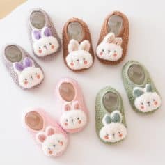 Soft plush animal slippers featuring bunny and mouse designs, ideal for children’s indoor use, cozy, comfortable, and perfect for sleepovers, available now at Monalisa Store.