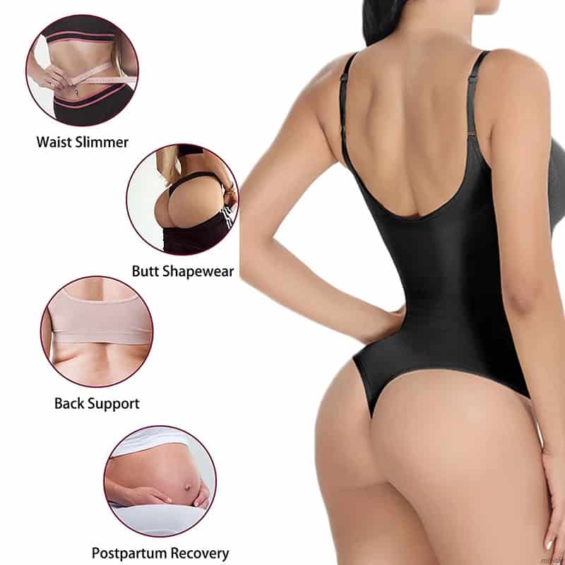 High-quality women's slimming bodysuit with waist slimming, butt shapewear, back support, and postpartum recovery features for enhanced body contouring.