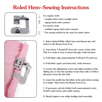 High-quality sewing machine accessory for hem sewing, ideal for fabric edges, with adjustable settings for precise stitch patterns. Suitable for professional tailoring and home sewing projects.