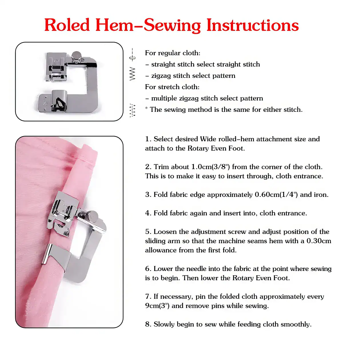 High-quality sewing machine accessory for hem sewing, ideal for fabric edges, with adjustable settings for precise stitch patterns. Suitable for professional tailoring and home sewing projects.