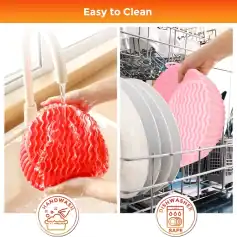 High-quality, easy-to-clean silicone dish scrubber for kitchen use, dishwasher safe, and antimicrobial. Perfect for washing dishes, pots, and pans with gentle, efficient scrubbing.