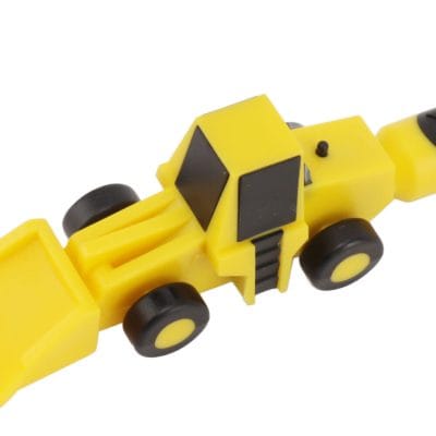 Colorful yellow toy crane with black accents, perfect for children’s playrooms and educational activities. Durable plastic construction suitable for young kids, promotes imaginative play.