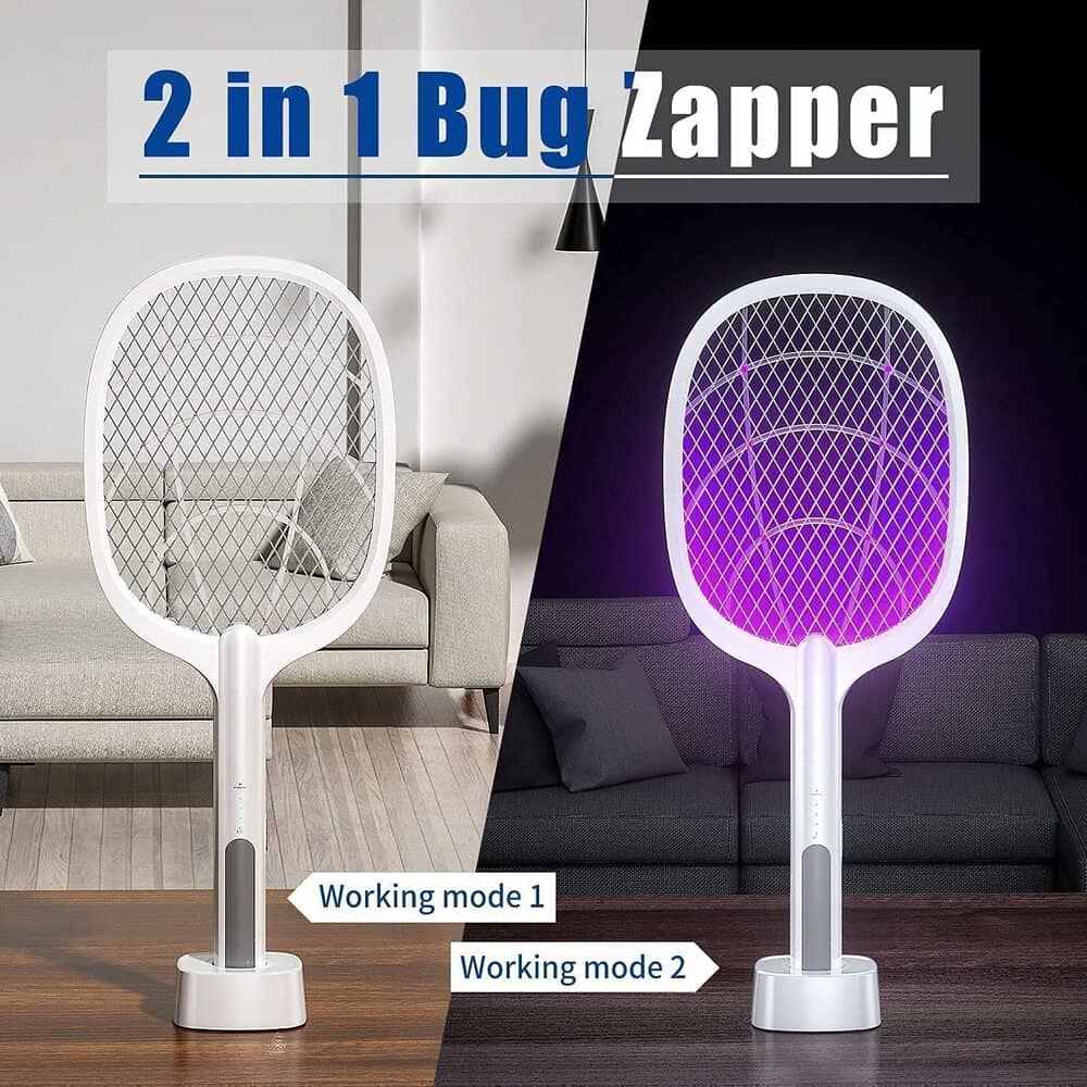 Illuminated bug zapper fan with dual working modes, perfect for indoor pest control, fashionable design, energy-efficient, suitable for home and office use.