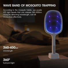 Effective mosquito killer using purple LED light emitting 360-400nm wavelength to attract and eliminate mosquitoes efficiently. Suitable for home use in mosquito-prone areas.