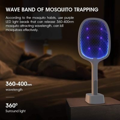 Effective mosquito killer using purple LED light emitting 360-400nm wavelength to attract and eliminate mosquitoes efficiently. Suitable for home use in mosquito-prone areas.