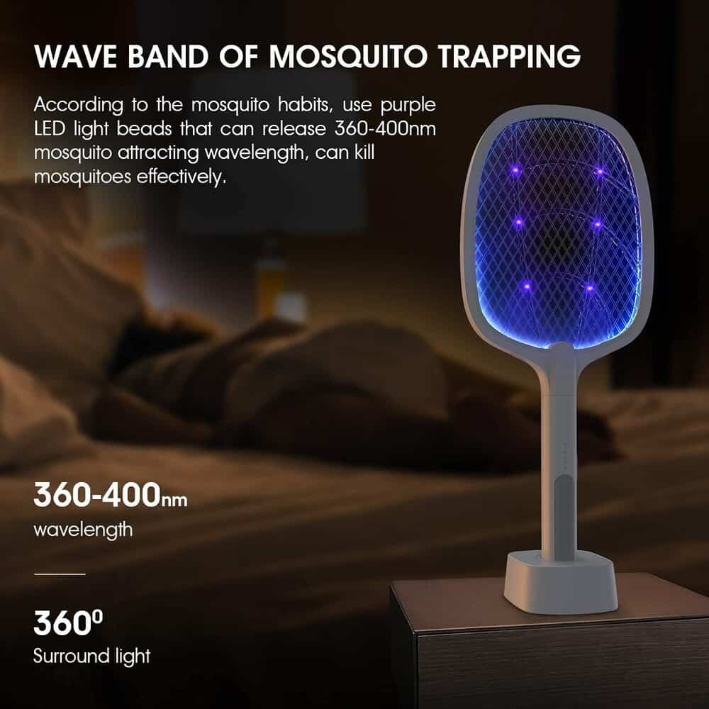 Effective mosquito killer using purple LED light emitting 360-400nm wavelength to attract and eliminate mosquitoes efficiently. Suitable for home use in mosquito-prone areas.